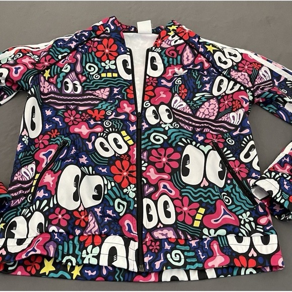 Adidas Originals Jacket Women Medium Hattie Stewart Floral Eyes Track Full Zip - Picture 9 of 12